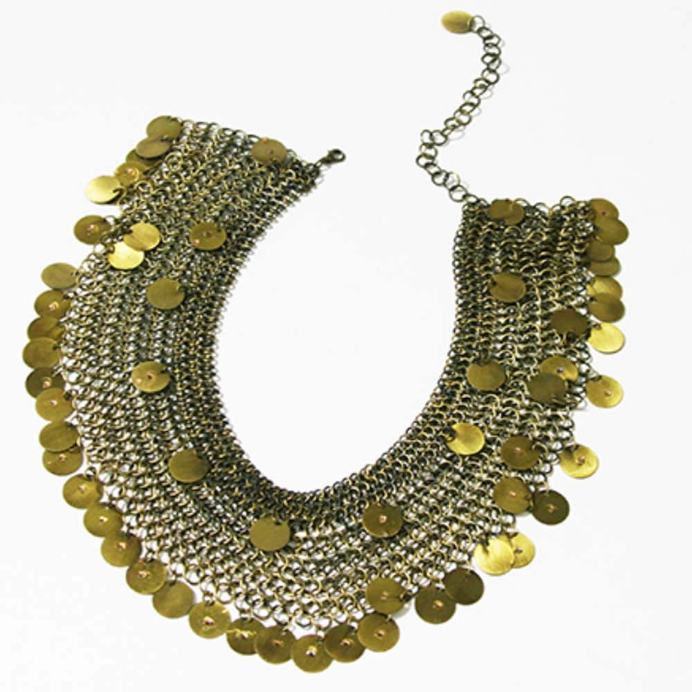 Brass Mesh Pattern Statement Necklace - image 3